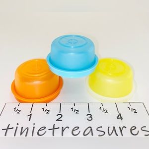 Tupperware smidget set of 3 Translucent orange Yellow & Blue NIB Tinietreasures